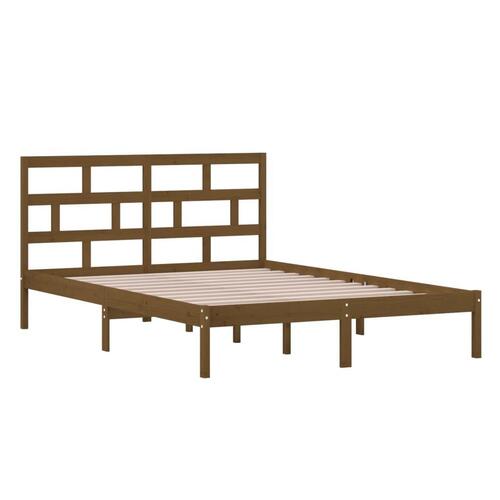 Sengeramme 140x200 cm massivt fyrretræ gyldenbrun