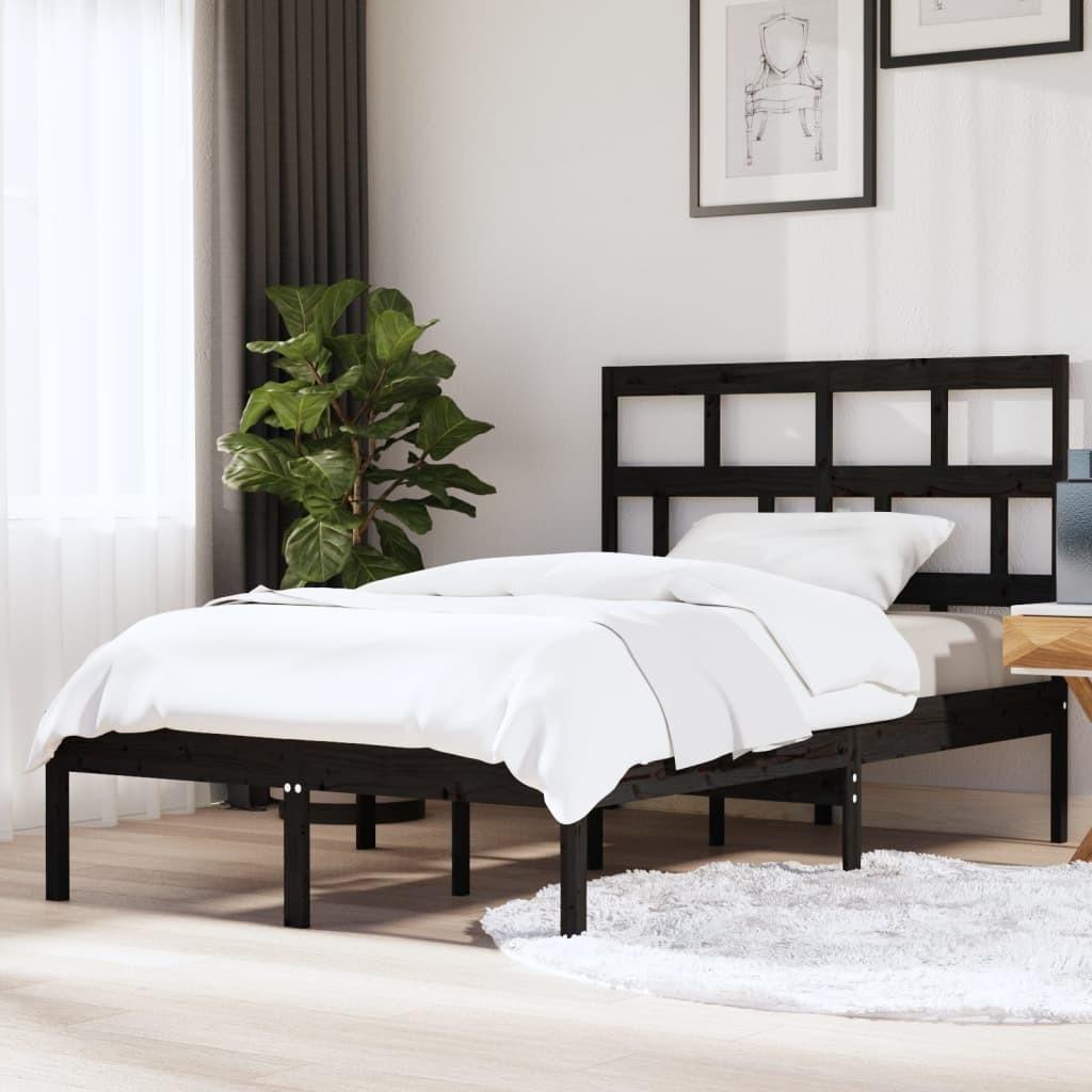 Sengeramme 140x200 cm massivt fyrretræ sort