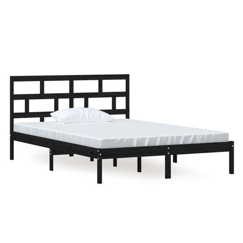 Sengeramme 140x200 cm massivt fyrretræ sort