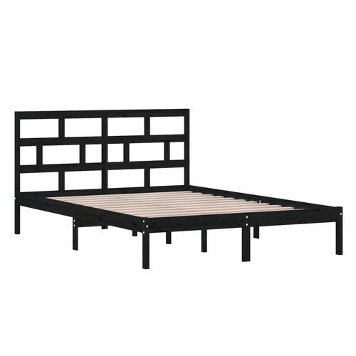 Sengeramme 140x200 cm massivt fyrretræ sort