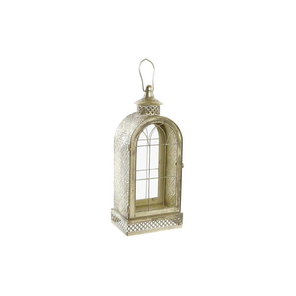 Lanterne i metal med krystal, gylden 18 × 13 × 43 cm