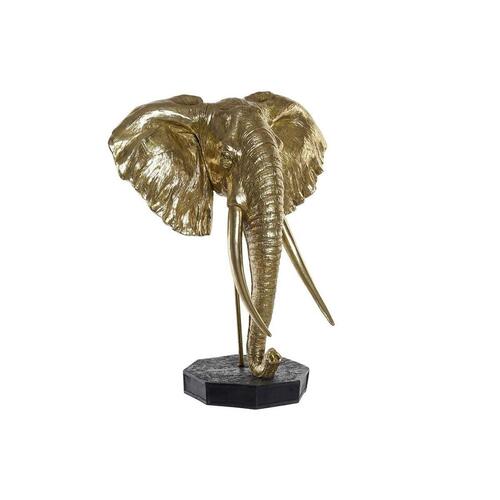 Dekorativ figur Elefant Sort Gylden Metal Harpiks (60 x 36 x 73 cm)