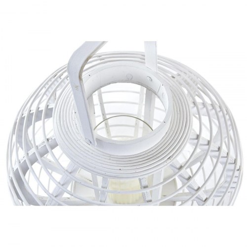 Lanterne i hvid bambus med krystal - 35 × 35 × 29 cm