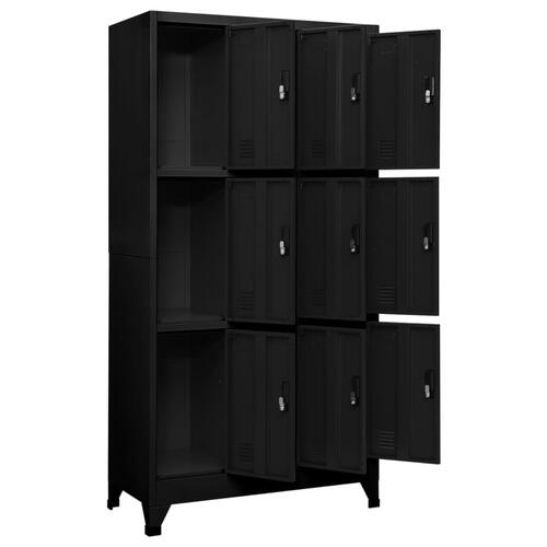 Skab 90x45x180 cm stål sort