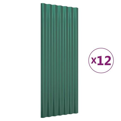 Tagplader 12 stk. 100x36 cm pulverlakeret stål grøn