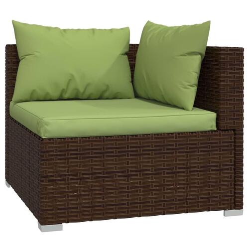 Haveloungesæt 4 dele med hynder polyrattan brun