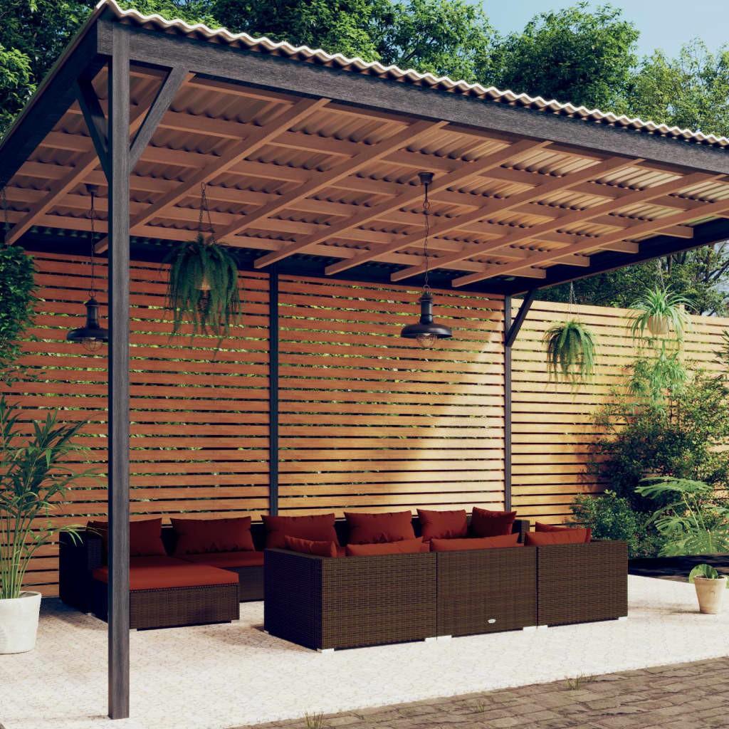 Loungesæt til haven 10 dele med hynder polyrattan brun