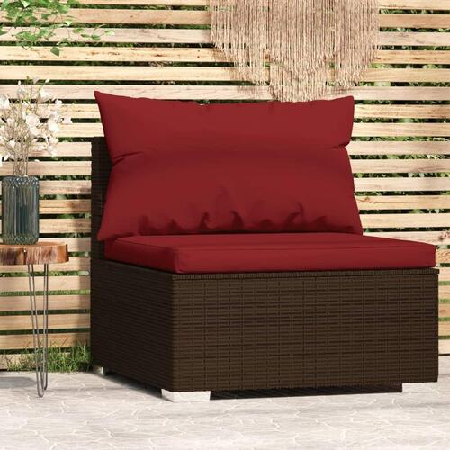 Midtermodul til havesofa med hynder polyrattan brun