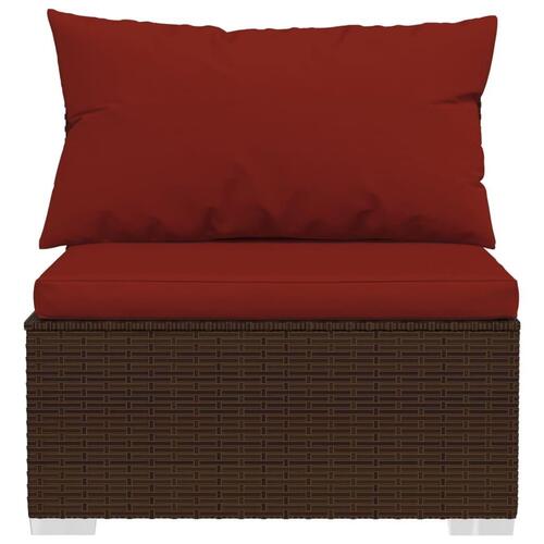 Midtermodul til havesofa med hynder polyrattan brun