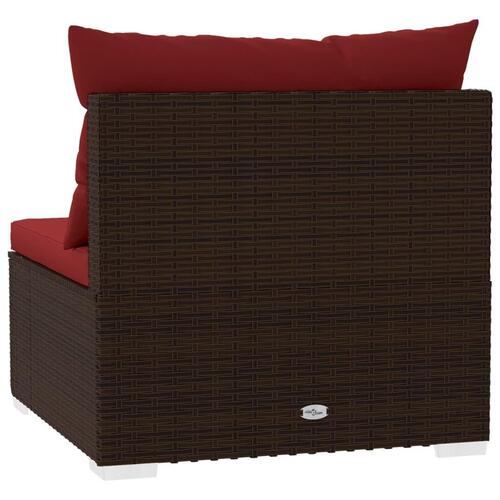 Midtermodul til havesofa med hynder polyrattan brun