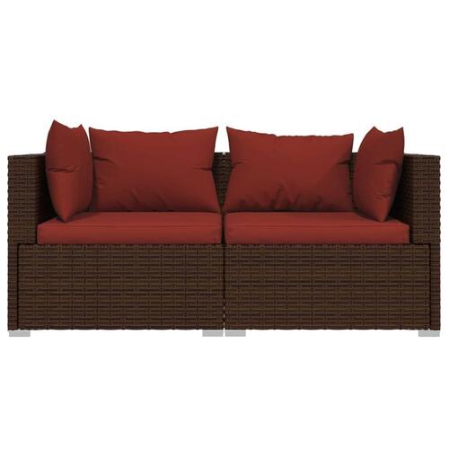 Loungesæt til haven 3 dele med hynder polyrattan brun