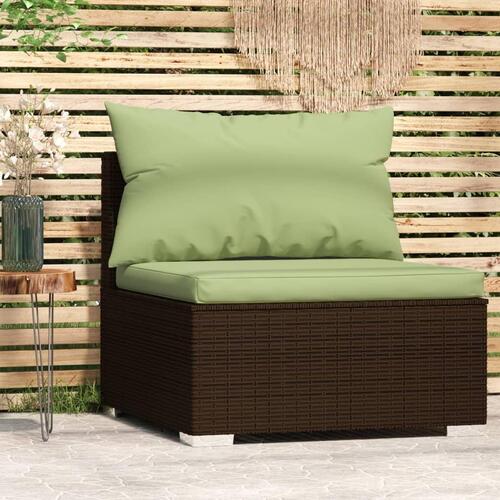 Midtermodul til havesofa med hynder polyrattan brun