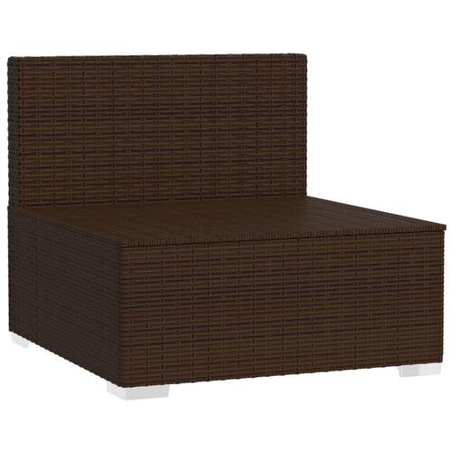 Midtermodul til havesofa med hynder polyrattan brun