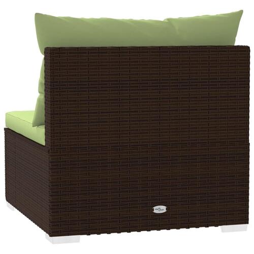 Midtermodul til havesofa med hynder polyrattan brun