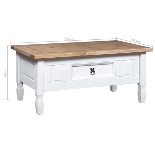 Sofabord 100 x 55 x 44 cm fyrretræ Corona-serien hvid