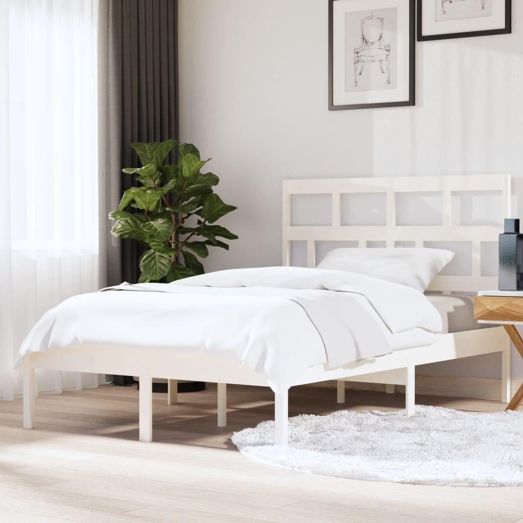 Sengeramme 150x200 cm King Size massivt træ hvid