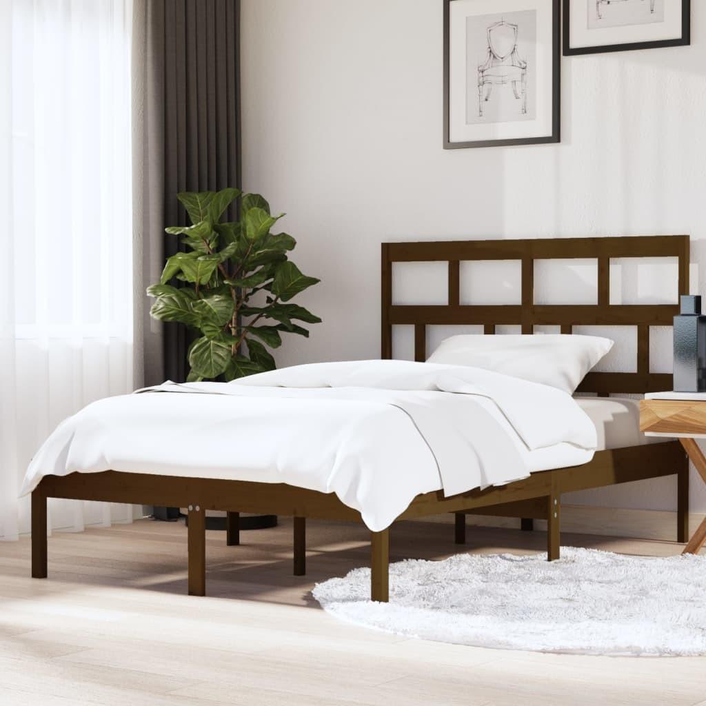 Sengeramme 150x200 cm King Size massivt træ gyldenbrun