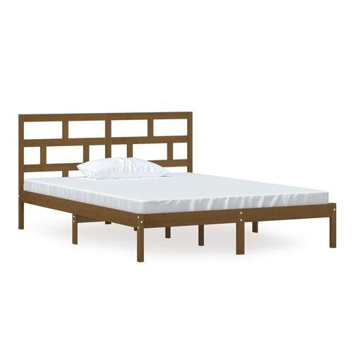 Sengeramme 150x200 cm King Size massivt træ gyldenbrun