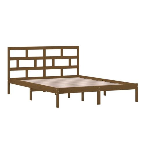 Sengeramme 150x200 cm King Size massivt træ gyldenbrun
