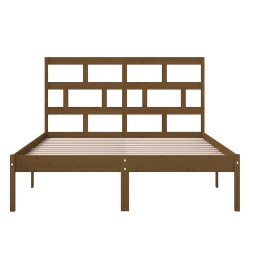 Sengeramme 150x200 cm King Size massivt træ gyldenbrun