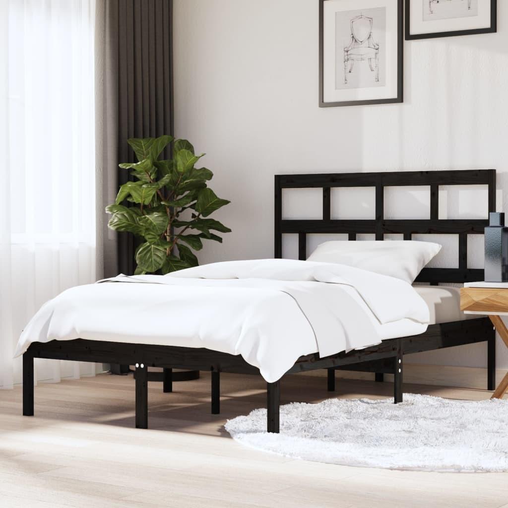 Sengeramme 150x200 cm King Size massivt træ sort