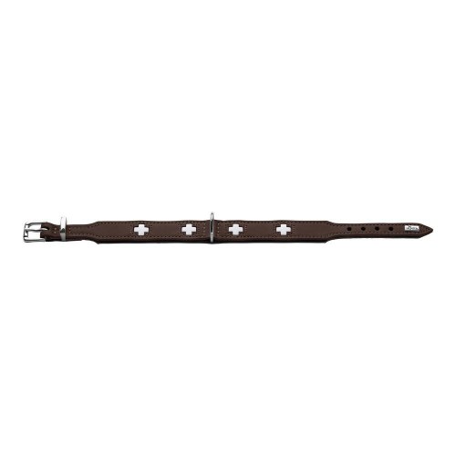 Hunter Swiss hundehalsbånd - brun, 35-39,5 cm