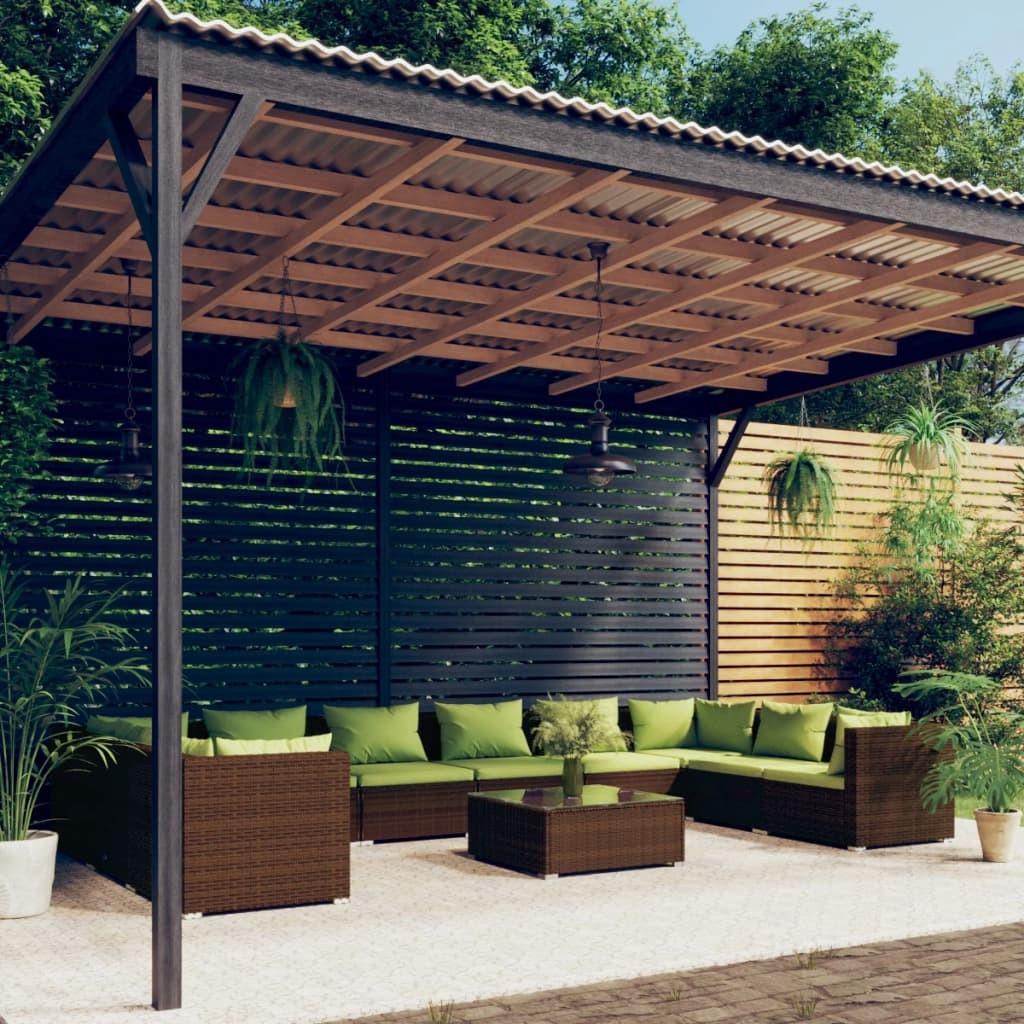 Loungesæt til haven 11 dele med hynder polyrattan brun