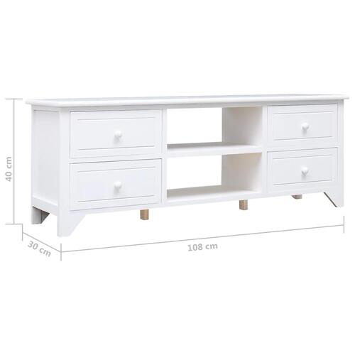 Tv-skab 108x30x40 cm massivt kejsertræ hvid