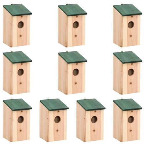 Fuglehuse 10 stk. 12x12x22 cm massivt fyrretræ