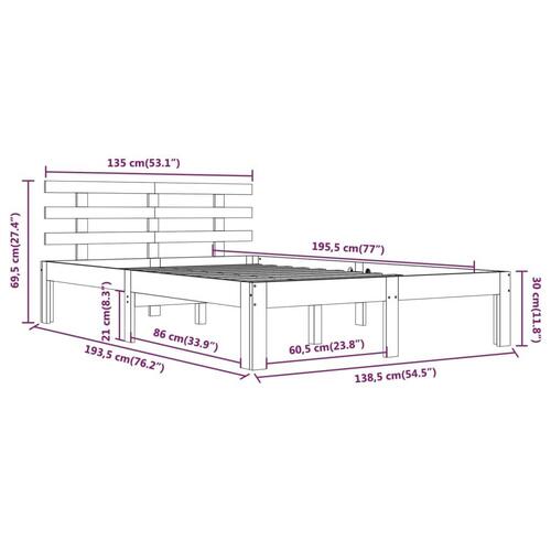 Sengeramme 135x190 cm Double massivt fyrretræ sort