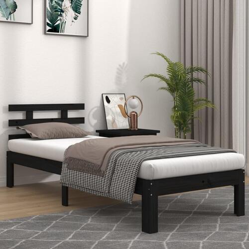 Sengeramme 100x200 cm massivt fyrretræ sort