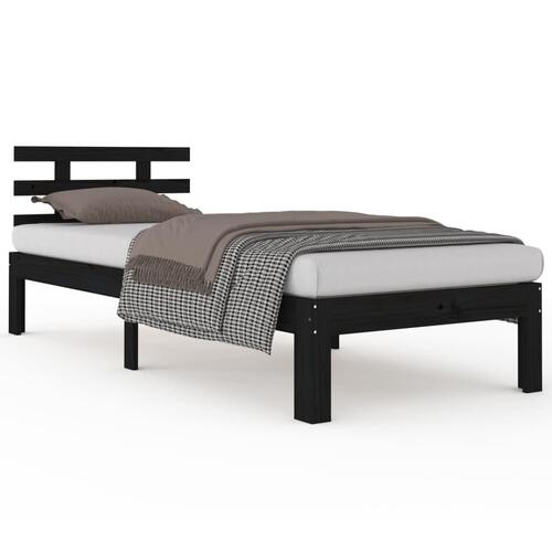 Sengeramme 100x200 cm massivt fyrretræ sort
