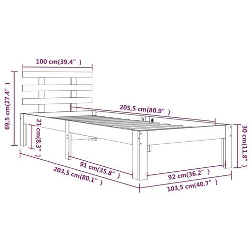 Sengeramme 100x200 cm massivt fyrretræ sort