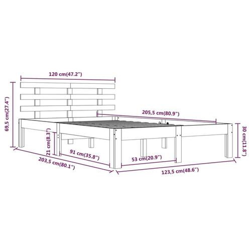 Sengeramme 120x200 cm massivt fyrretræ hvid