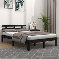 Sengeramme 150x200 cm King Size massivt træ sort