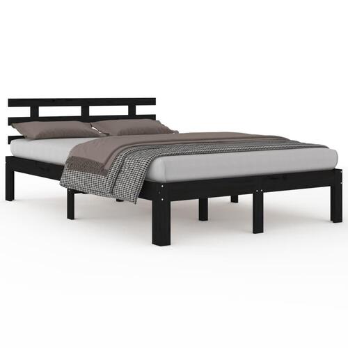 Sengeramme 150x200 cm King Size massivt træ sort