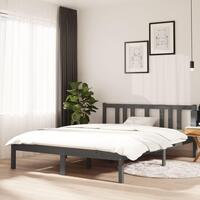 Sengeramme 140x190 cm massivt fyrretræ grå