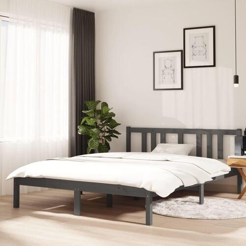 Sengeramme 140x190 cm massivt fyrretræ grå