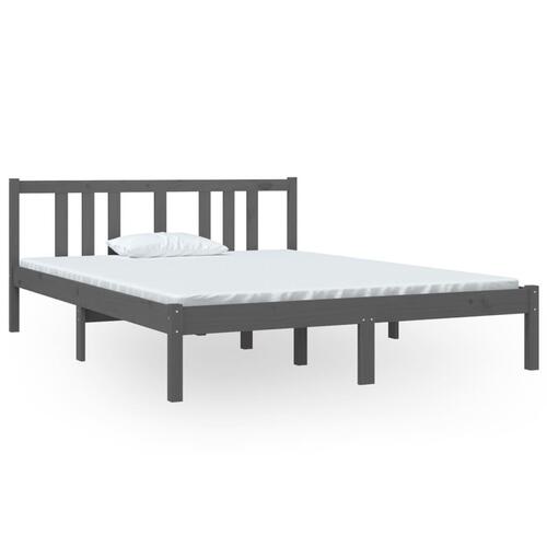 Sengeramme 140x190 cm massivt fyrretræ grå