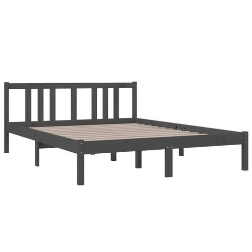 Sengeramme 140x190 cm massivt fyrretræ grå