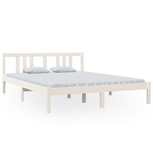 Sengeramme 150x200 cm King Size massivt fyrretræ hvid