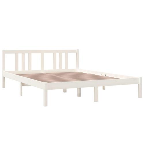 Sengeramme 150x200 cm King Size massivt fyrretræ hvid
