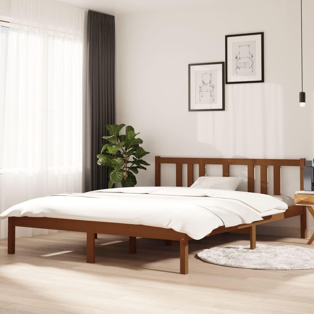 Sengeramme 150x200 cm King Size massivt træ gyldenbrun