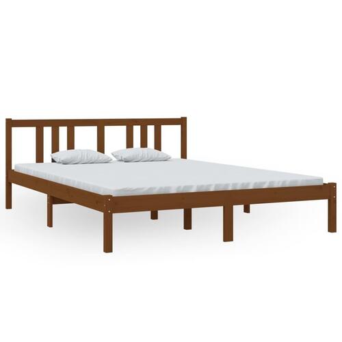 Sengeramme 150x200 cm King Size massivt træ gyldenbrun