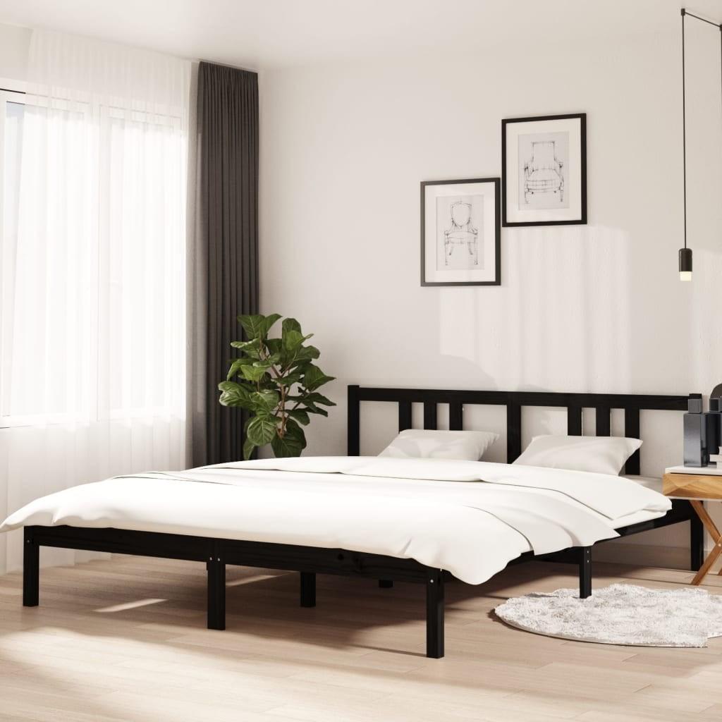 Sengeramme 160x200 cm massivt træ sort