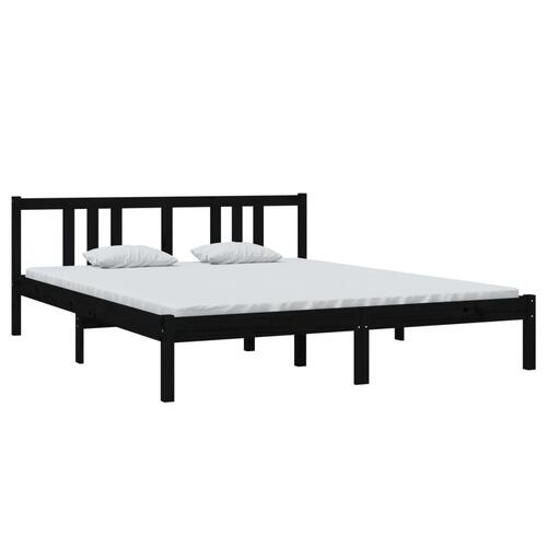 Sengeramme 160x200 cm massivt træ sort