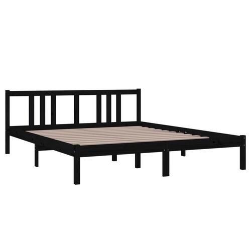 Sengeramme 160x200 cm massivt træ sort
