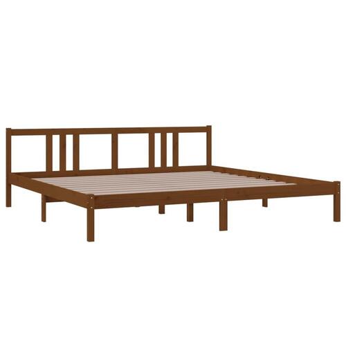Sengeramme 200x200 cm massivt træ gyldenbrun