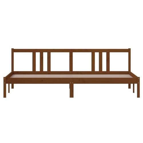 Sengeramme 200x200 cm massivt træ gyldenbrun