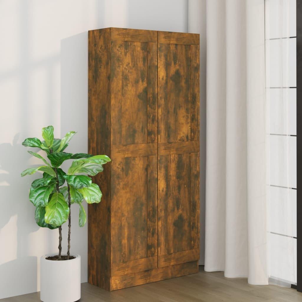 Bogskab 82,5x30,5x185,5 cm konstrueret træ røget egetræsfarve